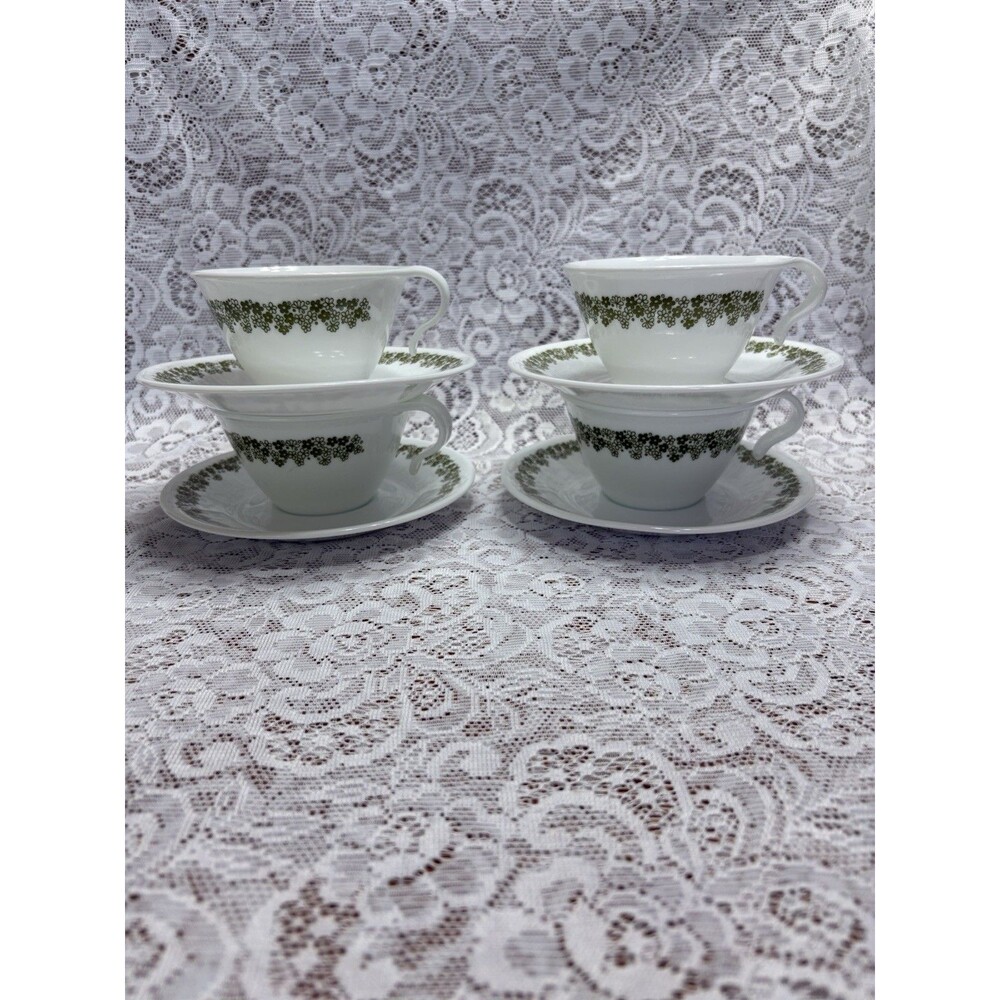 Vintage Corelle Crazy Daisy Tea Coffee Cup And Saucer Set of 4